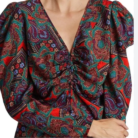 Veronica Beard Simmons Puff Sleeve Silk Blend Top - Picture 14 of 14